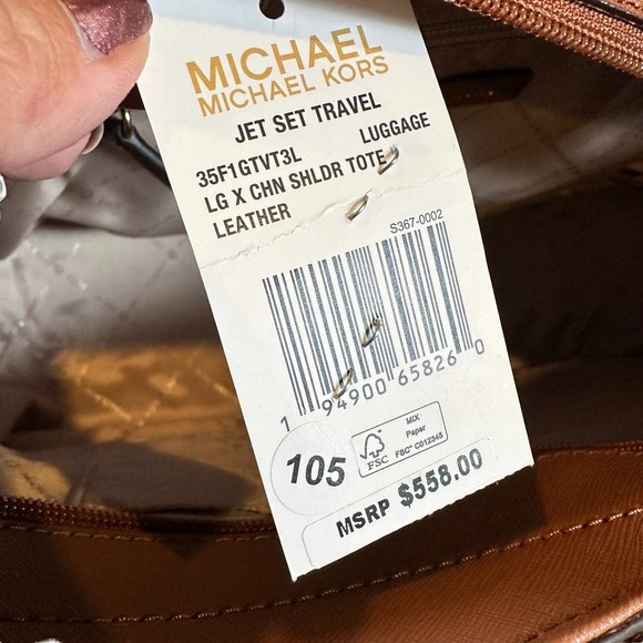 Michael Kors Jet Set Leather Luggage Brown Travel Shoulder Tote NWT - Picture 11 of 15